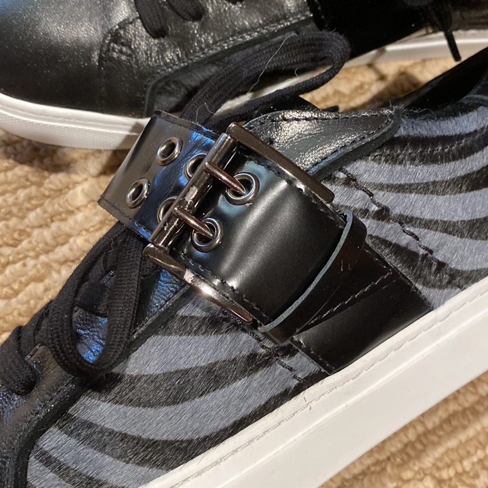 Cavalli Designer Sneakers; Punk-strap Multi-leather Sneakers by Just Cavalli.